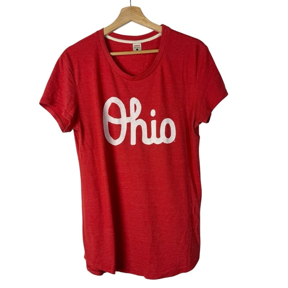 Homage Red Ohio State Buckeyes Script Short Sleeve T-Shirt L